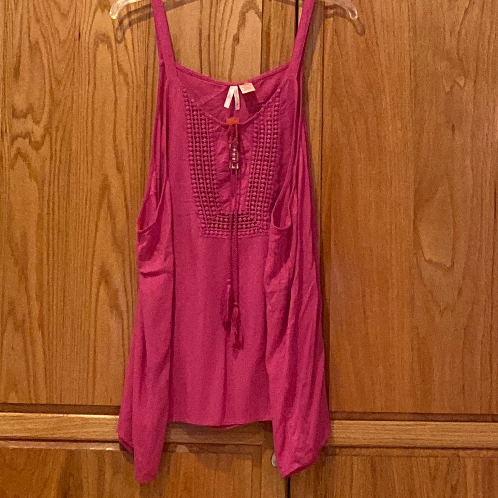 2x pink bohemian tank top tassels gauze NWT plus size boho cami style top